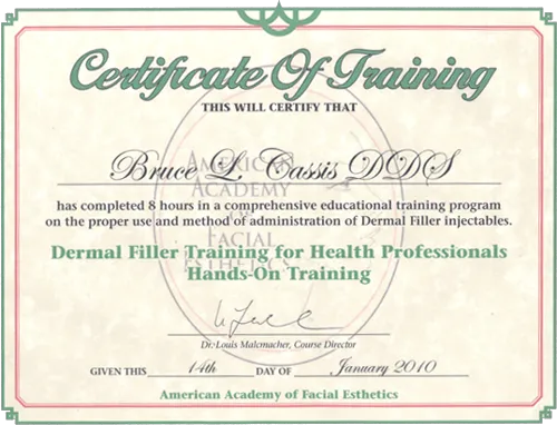 Dermal Filler Certificate